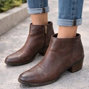 Sam Edelman Petty Brown Leather Ankle Boots Size 6 Zip Booties